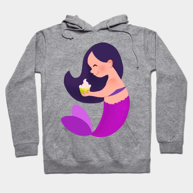 Purple Mermaid with Cupcake Hoodie by Fernanda Campos